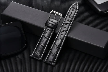 Calfskin Leather Watch Strap 18mm 20mm 22mm 24mm Watchband For Women Men Watch Accessories Solid Buckle Black Brown The Watch Sphere