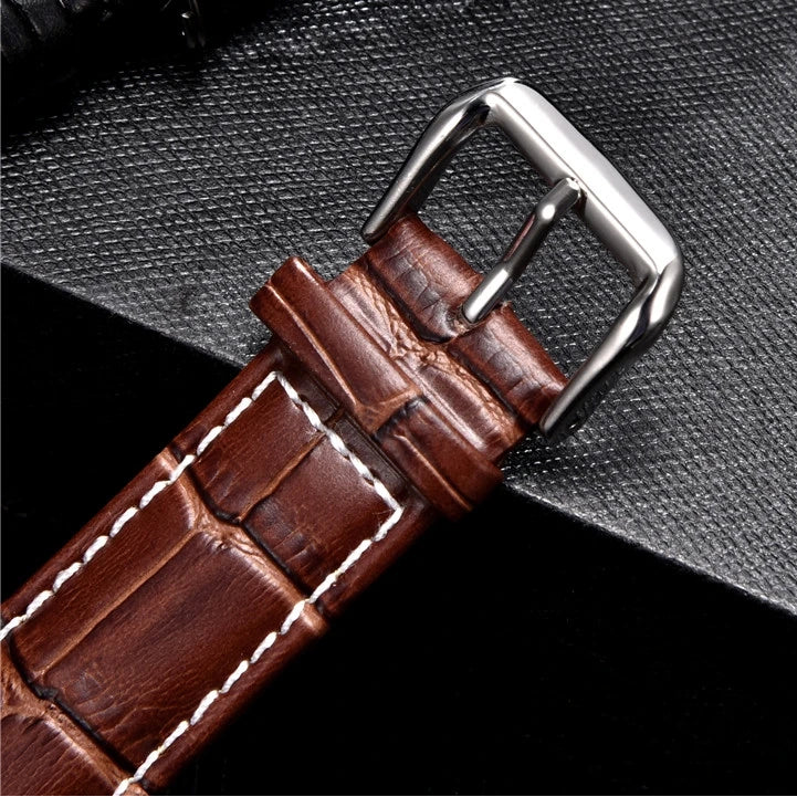 Calfskin Leather Watch Strap 18mm 20mm 22mm 24mm Watchband For Women Men Watch Accessories Solid Buckle Black Brown The Watch Sphere